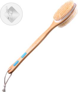 INCLUSSHOP Shower Brush Long Wooden Handle for Easy Reach Scrub Back and Foot for Cleaner