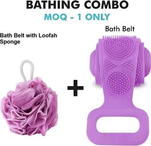 AKSTARS Silicone Back Scrubber for Shower with Loofah combo Pack of 2 (multicolor)