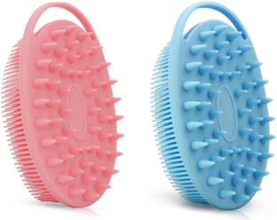 feelhigh Pack 2 Ultra Soft Silicone Bath Brush, 2 in 1 Body & Shampoo Scrubber