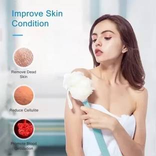 Meliora Bath Brush with 2-in-1 Bristles and Loofah, Shower Brush Back Scrubber,