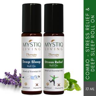Mystiq Living Combo - Deep Sleep and Stress Relief Roll On -Pack of 2 (10 ml each) - 100% Natural and Safe Sleep Aid (Blend of Essential Oils)