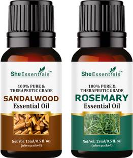 She Essentials Sandalwood Oil & Rosemary Oil 100% Natural, Pure for Hair Care (Pack of 2) Hair Oil