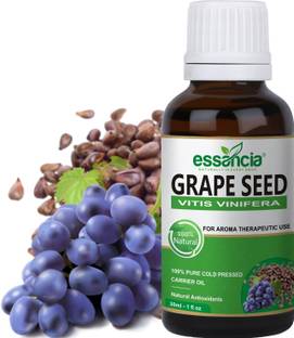 essancia GrapeSeed Carrier Oil for Acne & Pimples, Skin Care, Hair, Facial Cleanser and Anti Aging. 100% Pure, Natural, and Organic Cold Pressed Carrier Oil