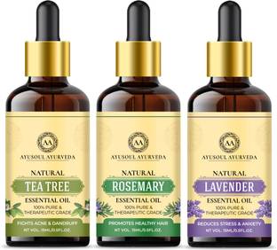 Ayusoul Ayurveda Natural Tea Tree| Rosemary| Lavender Essential Oil Combo Pack