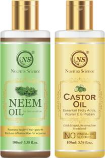 Nuerma Science Castor Oil & Neem Oil (For Hair Growth, Anti Fungal & Good Skin) (100 ML Each in Pack of 2)