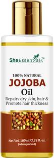 She Essentials Pure Jojoba Oil for Hair Growth, Vitamin E Enriched Oil Hair Oil