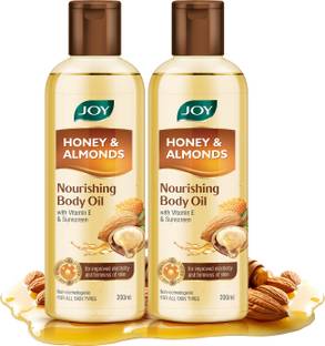 Joy Honey & Almonds Nourishing Body Oil, With Vitamin E & Sunscreen (Pack of 2 X 200 ml)