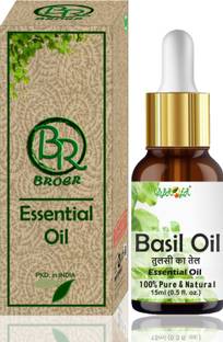 BROER Basil Tulsi Essential Oil Pure, Natural & undiluted For Skin, Hair, Aromatherapy