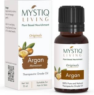 Mystiq Living Pure Moroccan Argan Oil, Cold Pressed Organic, For Hair, Skin, Beard & Anti-Ageing Face Care