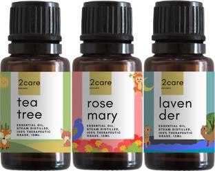 2 care tea tree oil, Rosemary oil & lavender essential oil combo, each of 15ml (pack of 3)