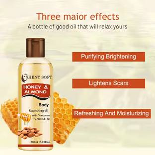 sheny soft Honey & Almonds Nourishing Body Oil, With Vitamin E & Sunscreen