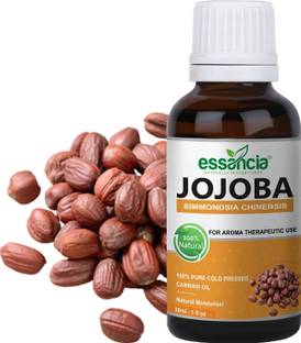 essancia Jojoba Carrier Oil for Acne Prone Skin, Hair Conditioning, Skin Care, Nails and Natural Makeup Remover. 100% Pure, Natural, and Organic Cold Pressed Carrier Oil