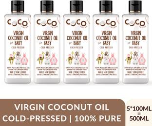 COCO CRUSH Virgin Coconut Oil for Baby Massage Pure, Natural | Body, Hair | 5*100 ml