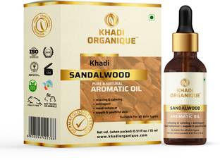 khadi ORGANIQUE Sandalwood Essential Oil 100% Organic Pure Undiluted Therapeutic Grade Scented Oils - for Diffuser, Relaxation, Skin Therapy & More