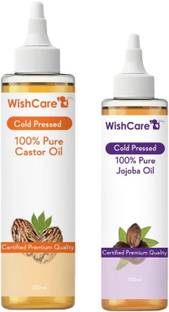 WishCare Premium Cold Pressed Castor Oil (200 Ml) & Cold Pressed Natural Jojoba Oil (100 Ml) Hair Oil