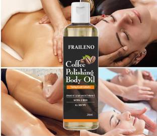 FRAILENO Coffee Body Oil for Glowing, Polished Skin After Bath Massage for Men & Women