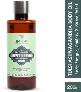 Nat Habit Body Massage Oil Tulsi Ashwagandha Maahu For Stress Relief & Anti Ageing