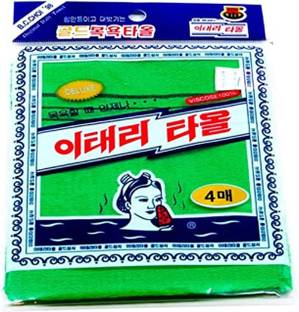 Songwol Korean Italy Towel Exfoliating Towel Bath Washcloth 4 Pcs (Green) for Dead Skin