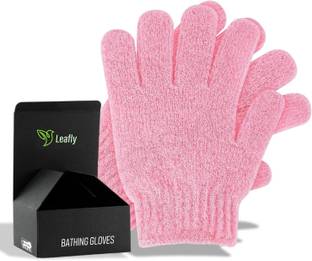 Leafly 2Pcs Exfoliating Gloves Dual Texture Bath Gloves for Scrub Dead Skin Remover
