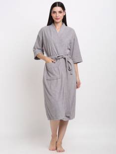 CREEVA Grey Free Size Bath Robe