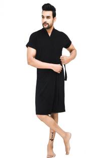 Poorak Black Free Size Bath Robe