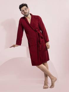 HotGown Maroon Free Size Bath Robe