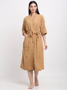 CREEVA Camel Free Size Bath Robe