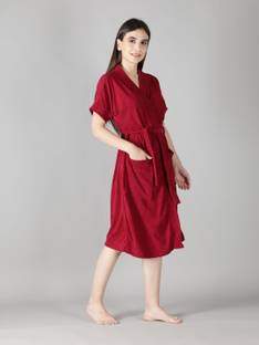 HotGown Plain Maroon Medium Bath Robe