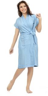 Superior Sky Blue Free Size Bath Robe