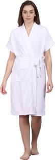 Pugnaa White Free Size Bath Robe