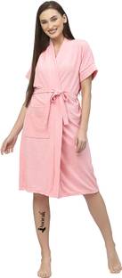 Poorak Baby Pink Free Size Bath Robe