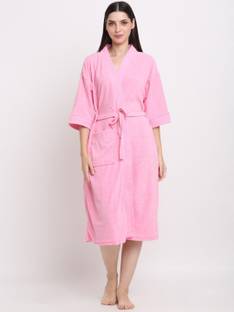 Poorak Baby Pink Free Size Bath Robe