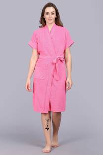 Poorak Light Pink Free Size Bath Robe