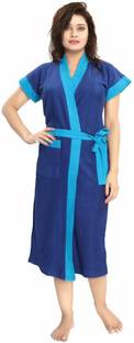 Kuberdisha Ferozi Strip Blue Large Bath Robe