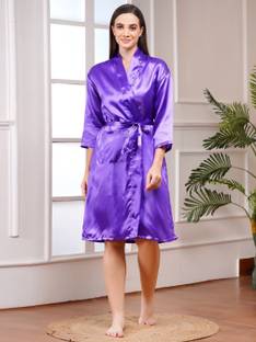 Poorak Purple Free Size Bath Robe