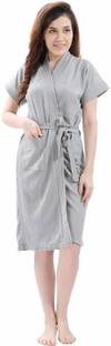 Poorak Grey Free Size Bath Robe