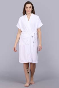 Poorak White Free Size Bath Robe