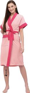 Poorak Baby Pink Rani Free Size Bath Robe