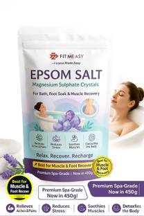 Fitmeasy Pure Epsom Salt Magnesium Sulfate for Bath, Foot Soak, Muscle Recovery 450g