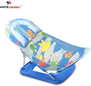 Whitecherry Baby Bather for Newborn and Infants, Adjustable, 0-6 Months BluePrinted Baby Bath Seat