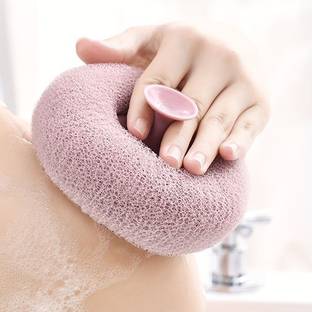 DAUMI Loofah for Bathing Sponge with Soft Silicone Massager And Exfoliating Scrubber