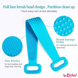 LICHEE Silicone Soft Bath Body Brush with Shampoo Dispenser Back Scrubber Deep Cleaning Gentle Massage Exfoliation Kids Men Women use in Shower Scrub