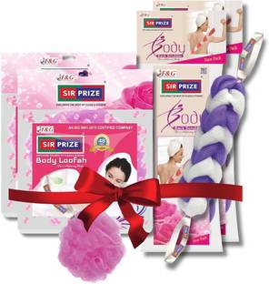 Sir Prize Large Bath 9 Knots Sponge Scrubber Belt for Bathing For Men and Women Pack Of 4