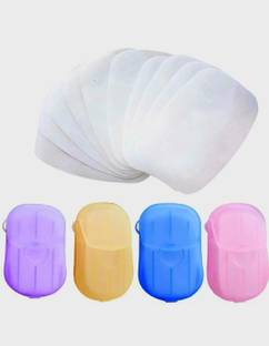 Sonam family mart 4 Box Disposable Hand Washing Cleaning Paper Soap Flakes Mini Bath Slice Sheets Travel Toiletry Kit
