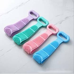 Planetone Silicone Bath Body Brush, Exfoliating Long Silicone Body Back Scrubber, Strong Rub Back Mud Silica Gel Bath Towel, Silicone Double-Sided Back Scrub