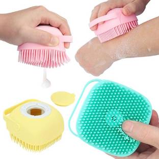 Om Enterprise Silicon Massage Bath Brush, Scalp & Bathing Brush For Cleaning Body Silicon Wash Scrubber, Cleaner & Massager For Shampoo, Soap Dispenser Bathing Tool Brushes, Bathroom, Men & Women & Children.