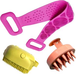 BathBliss Silicone Bath Scrub Belt, Body Brush & Scalp Massager