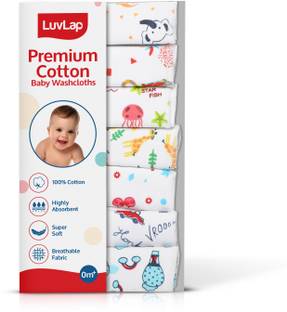 LuvLap Cotton 181 GSM Premium Baby Washcloth for New Born, 100% Hosiery Cotton Cloth, Bath, Face Towel Set