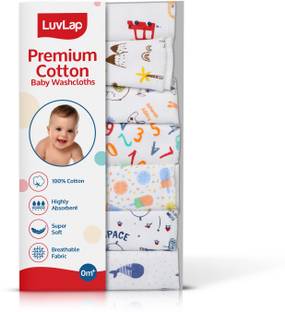LuvLap Cotton 181 GSM Premium Baby Washcloth for New Born, 100% Hosiery Cotton Cloth, Bath, Face Towel Set