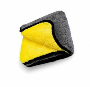 SNAN Microfiber cloth small Vehicle Washing pack of 1 YELLOW AND GREY Cloth Napkins